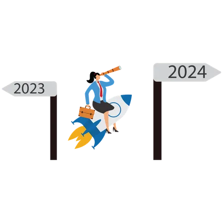 사업가 2023년의 방향을 찾아라  일러스트레이션