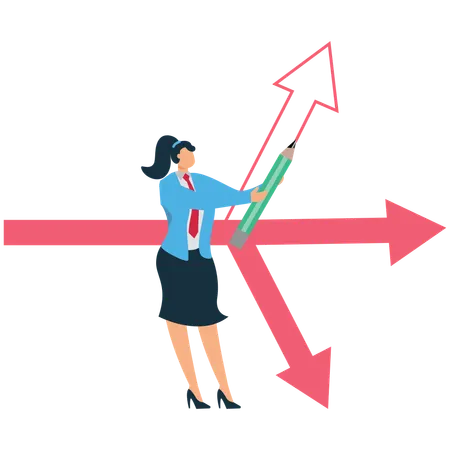 Businesswoman finding alternative way to progress  Illustration