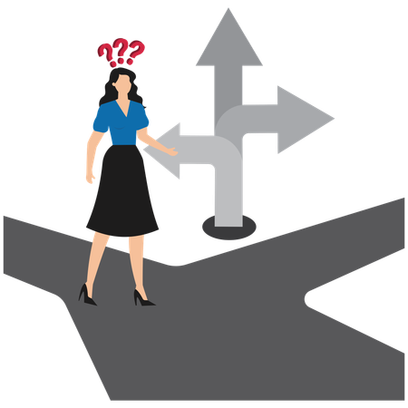 Businesswoman finding business direction  Illustration