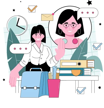 Businesswoman finding employee  Illustration