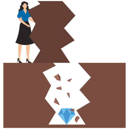 Businesswoman finding gemstone  Illustration