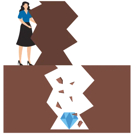 Businesswoman finding gemstone  Illustration