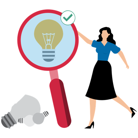 Businesswoman finding idea  Illustration