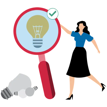 Businesswoman finding idea  Illustration