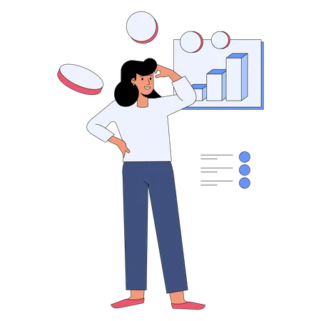 Businesswoman finding marketing forecast  Illustration