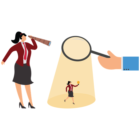 Businesswoman finding talented employee  Illustration