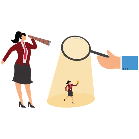 Businesswoman finding talented employee  Illustration