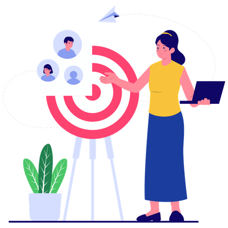 Businesswoman finding target customer  Illustration