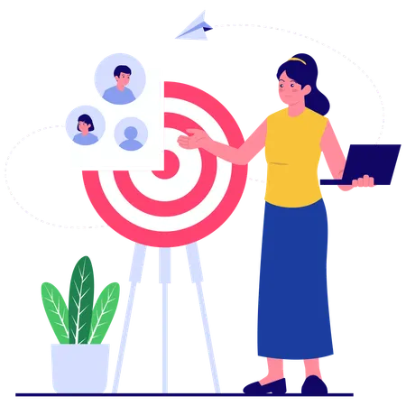 Businesswoman finding target customer  Illustration