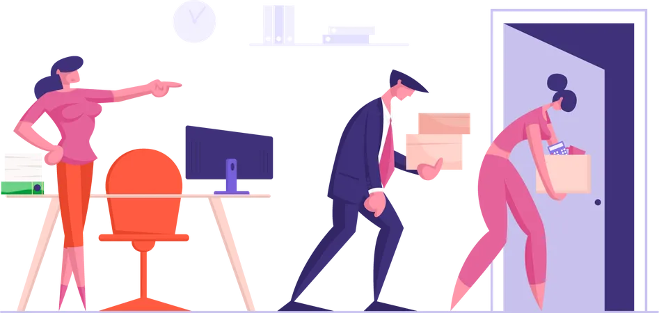 Businesswoman firing employees  Illustration