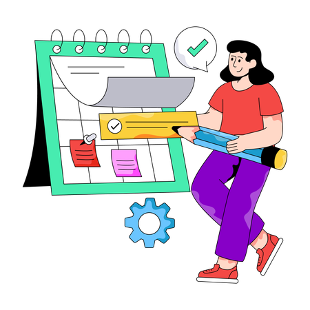 Businesswoman fixes Business Schedule for meeting  Illustration