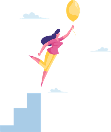 Businesswoman flying towards success Illustration
