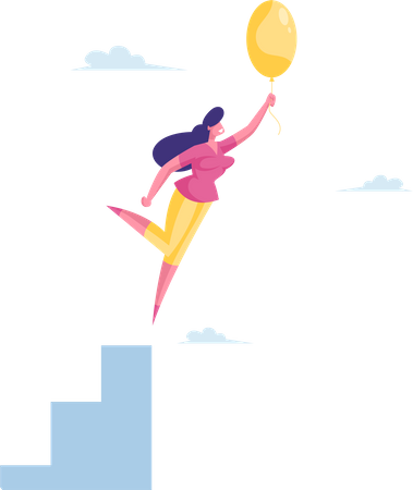 Businesswoman flying towards success  Illustration