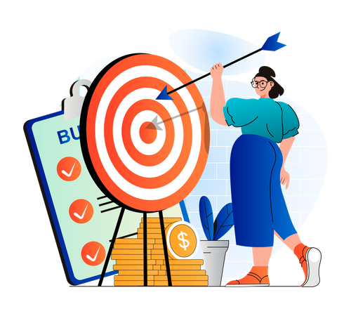 Businesswoman focusing on business aim  Illustration