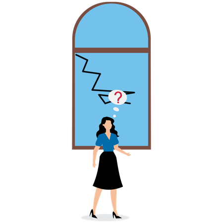 Businesswoman forecasting business risk  Illustration