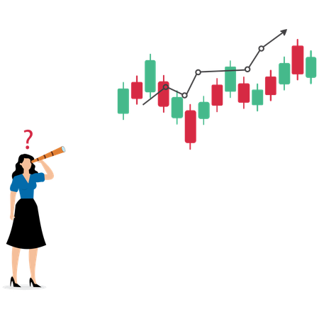 Businesswoman forecasting stock market investment returns  Illustration