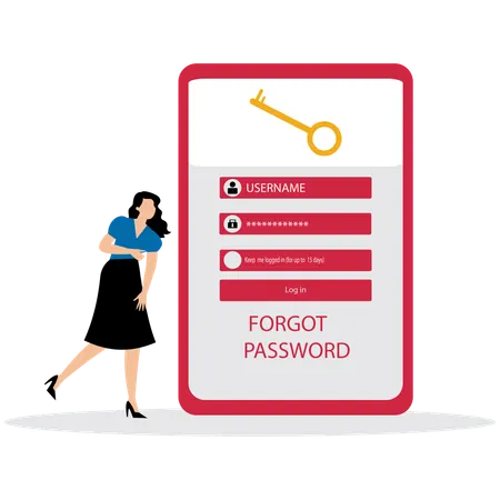 Businesswoman forget website password  Illustration