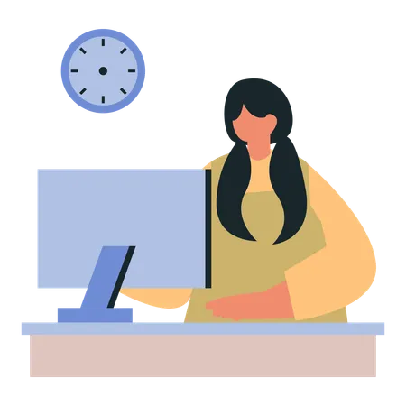 Businesswoman freelancing from home  Illustration