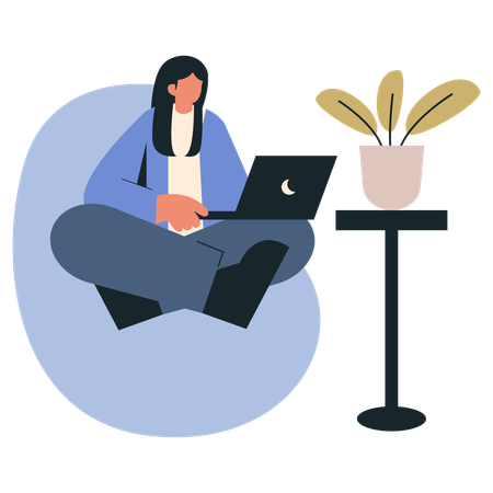 Businesswoman Freelancing in Focus  Illustration