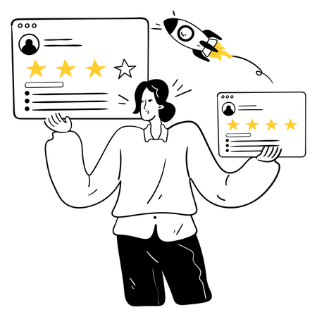 Businesswoman gather user feedback integration  Illustration