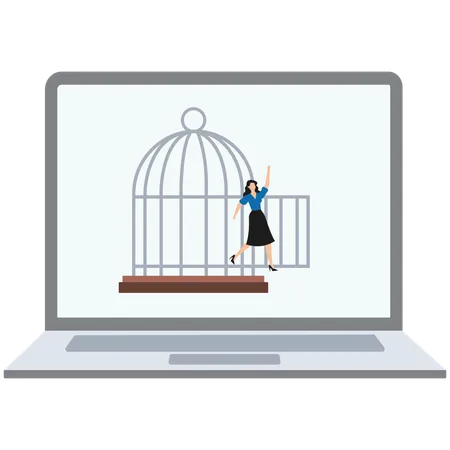 Businesswoman getting business freedom  Illustration