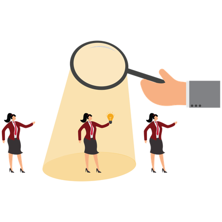 Businesswoman getting business idea for Finding Talent  Illustration