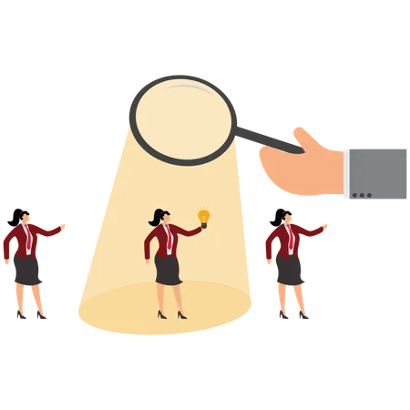 Businesswoman getting business idea for Finding Talent  Illustration