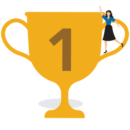 Businesswoman getting business trophy  Illustration