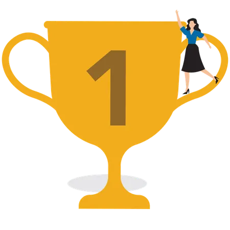 Businesswoman getting business trophy  Illustration