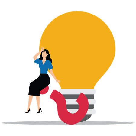 Businesswoman getting Creativity idea while inspiration for business  Illustration