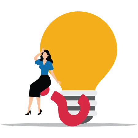 Businesswoman getting Creativity idea while inspiration for business  Illustration