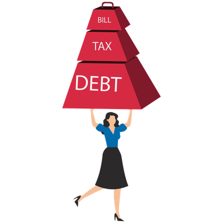 Businesswoman getting debt burden  Illustration