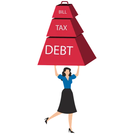 Businesswoman getting debt burden  Illustration