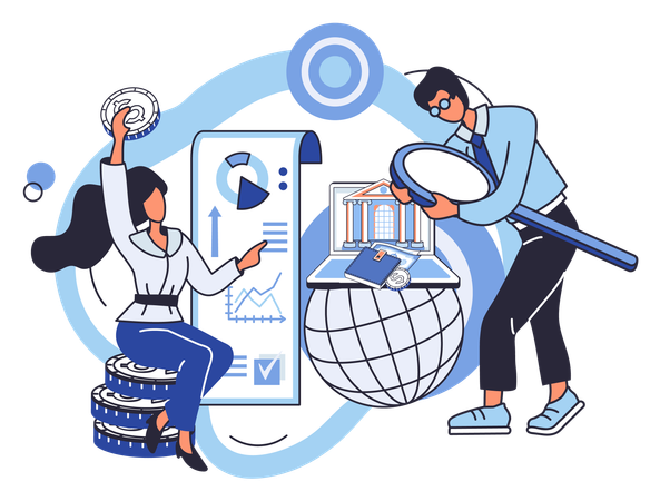 Businesswoman getting financial consultation  Illustration