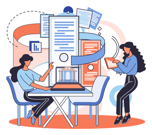 Businesswoman getting financial consultation  Illustration