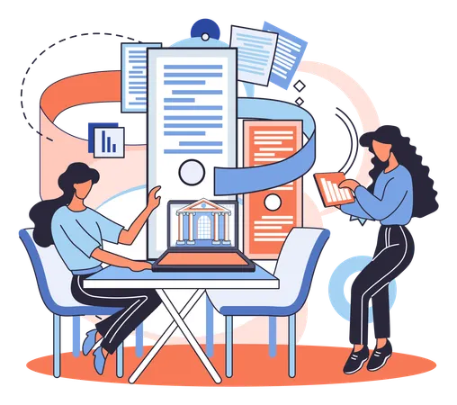Businesswoman getting financial consultation  Illustration