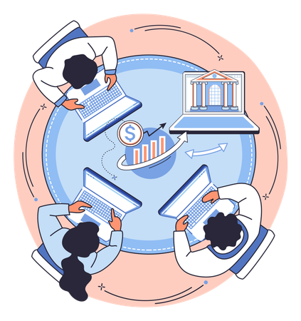Businesswoman getting financial consultation  Illustration