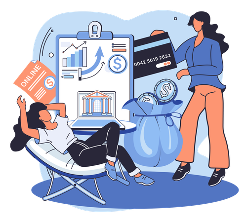 Businesswoman getting financial consultation  Illustration