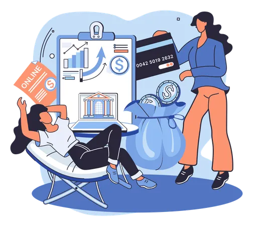 Businesswoman getting financial consultation  Illustration