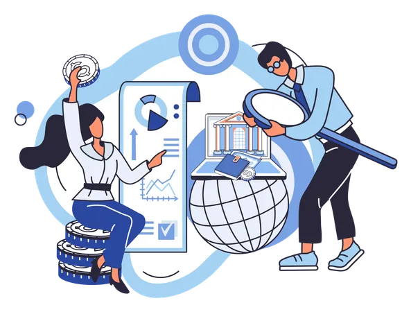 Businesswoman getting financial consultation  Illustration