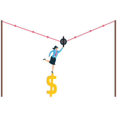Businesswoman getting Financial Loss Strategies During Economic Downturn  Illustration