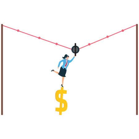 Businesswoman getting Financial Loss Strategies During Economic Downturn  Illustration