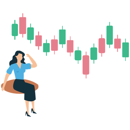 Businesswoman getting stock market crisis  Illustration