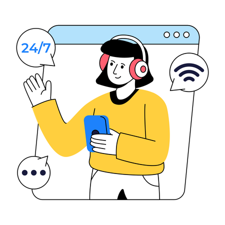 Businesswoman gives Online Customer Service  Illustration