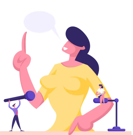 Businesswoman giving an interview Illustration