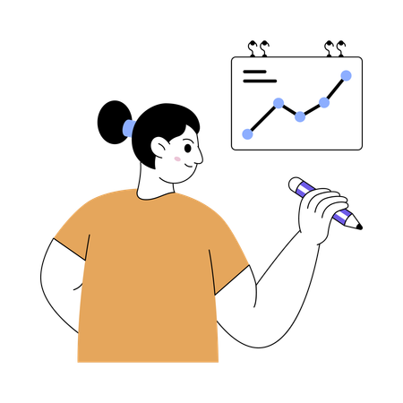 Businesswoman giving business data presentation  Illustration
