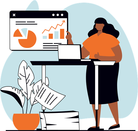 Businesswoman giving business presentation  Illustration