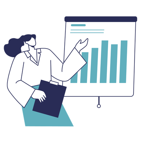 Businesswoman giving Data Presentation  Illustration