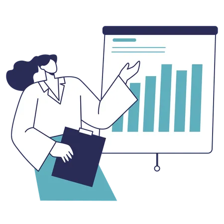 Businesswoman giving Data Presentation  Illustration