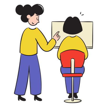 Businesswoman Giving Direction To Her Employees  Illustration